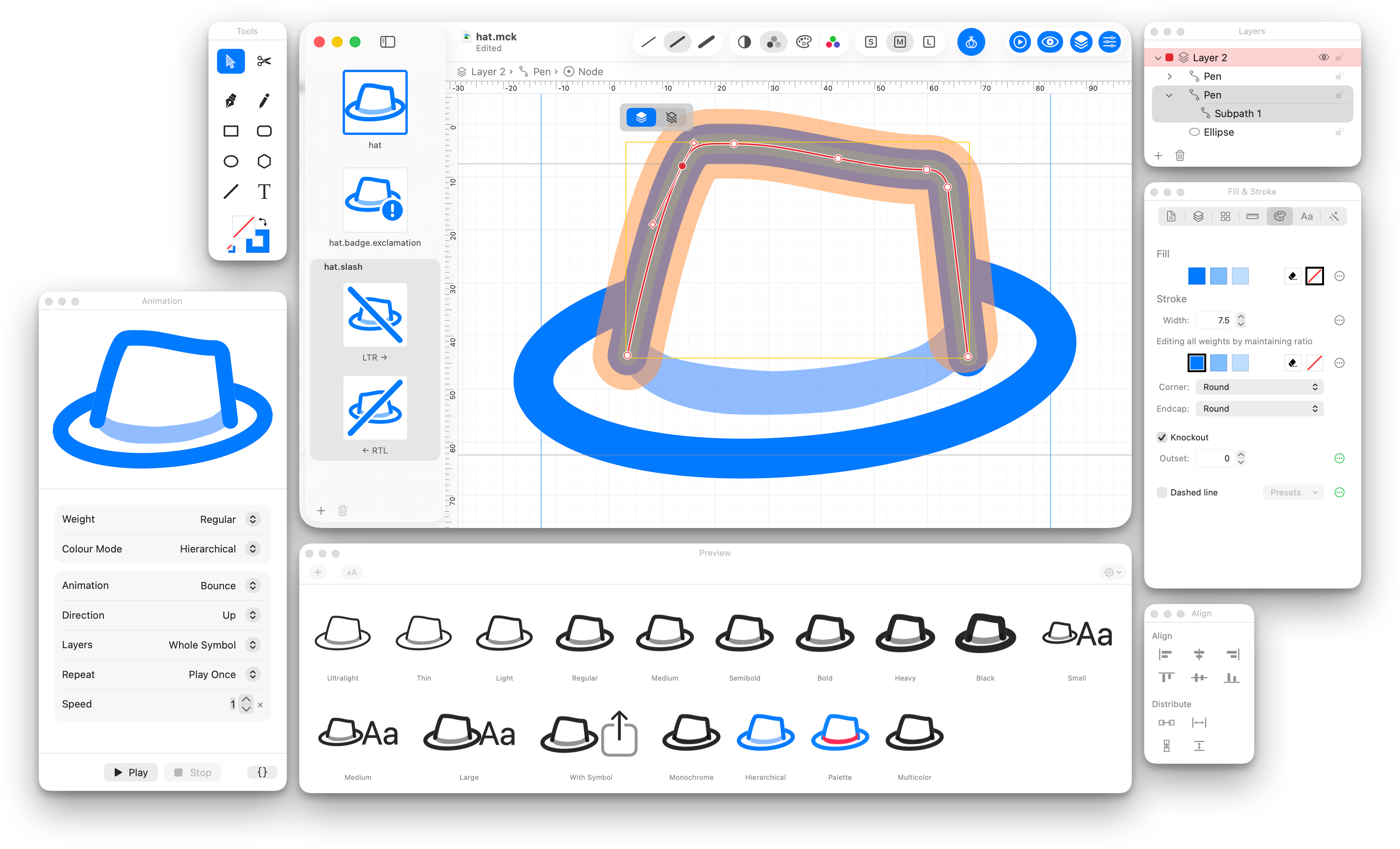 McKinley editing a custom SF Symbol