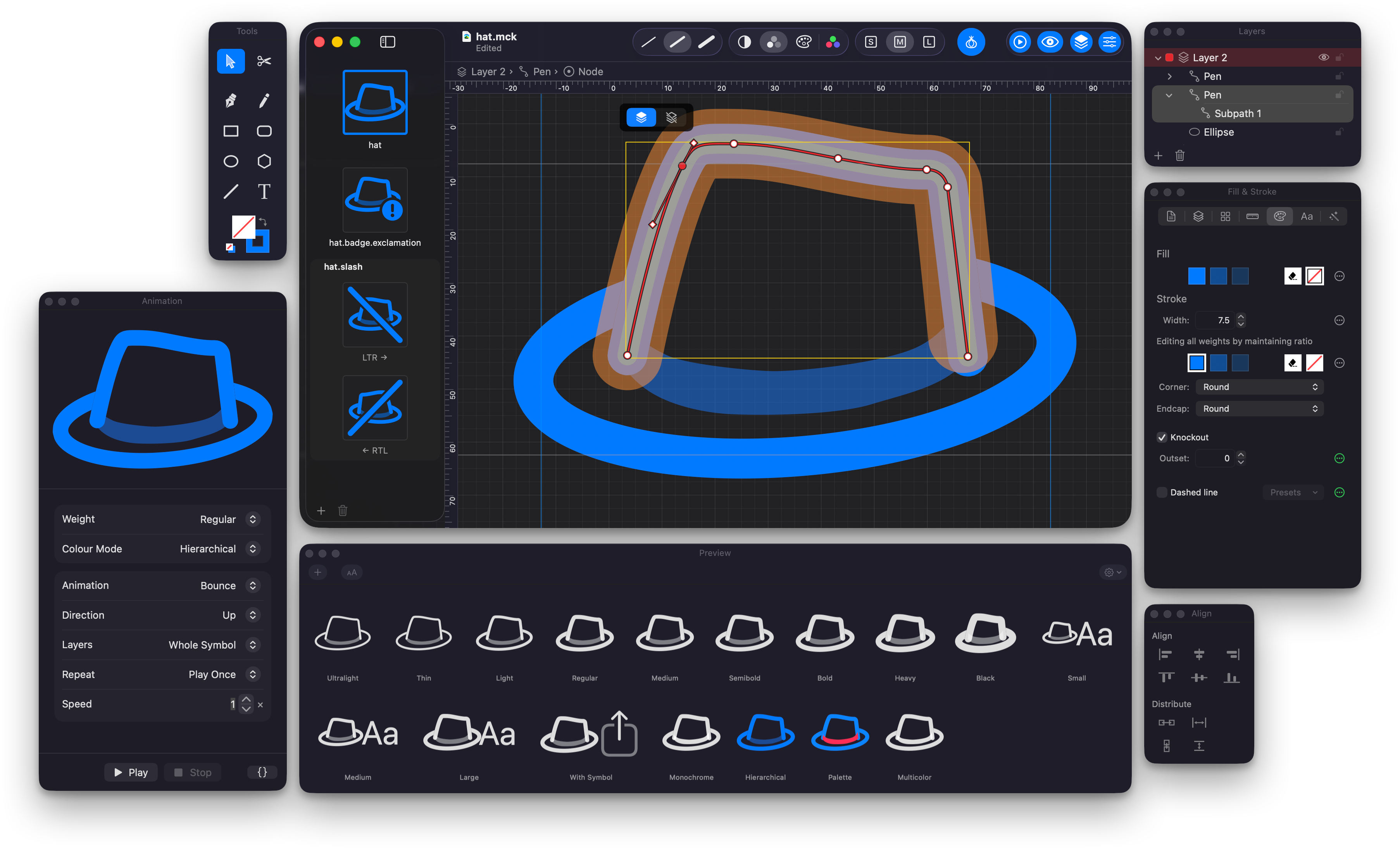 McKinley editing a custom SF Symbol
